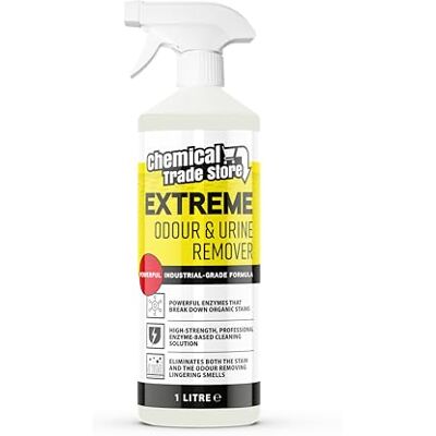 Chemical Trade Store Extreme Odour & Urine Remover 1L Enzyme-Based Cleaner for Pet & Household Smells Eliminates Stains & Bad Odours from Carpets, Upholstery & Hard Floors Chemical Trade Store Extreme Odour & Urine Remover 1L Enzyme-Based Cleaner for Pet & Household Smells Eliminates Stains & Bad Odours from Carpets, Upholstery & Hard Floors