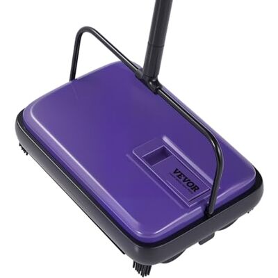 VEVOR Carpet Sweeper Manual, Floor Sweeper with 300 ml Dustbin Capacity Easy to Empty, 17 cm inch Cleaning Width for Home Office Carpets Pet Hair Dust, Purple VEVOR Carpet Sweeper Manual, Floor Sweeper with 300 ml Dustbin Capacity Easy to Empty, 17 cm inch Cleaning Width for Home Office Carpets Pet Hair Dust, Purple