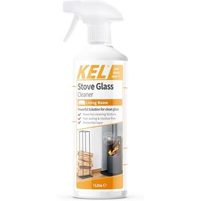 KEL Stove Glass Cleaner Spray, Dissolves Soot, Grease & Tar, Maintains Oven Doors, Glass Fireplaces & Hearths, Removes Residue Effectively 1 Litre KEL Stove Glass Cleaner Spray, Dissolves Soot, Grease & Tar, Maintains Oven Doors, Glass Fireplaces & Hearths, Removes Residue Effectively 1 Litre