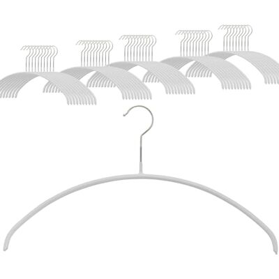 MAWA Set of 50 Space Saving Non-Slip Clothes Hangers Ideal for T-shirts and Sweaters with 360° Rotating Hook and Non-Slip Coating, 40 cm, White MAWA Set of 50 Space Saving Non-Slip Clothes Hangers Ideal for T-shirts and Sweaters with 360° Rotating Hook and Non-Slip Coating, 40 cm, White