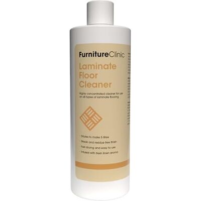 Furniture Clinic Laminate Floor Cleaner Dilutes to Make 5 Litres Super Concentrated & Quick Drying Infused With Linen Aroma For All Types of Laminate Floors 500ml Furniture Clinic Laminate Floor Cleaner Dilutes to Make 5 Litres Super Concentrated & Quick Drying Infused With Linen Aroma For All Types of Laminate Floors 500ml
