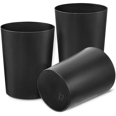 Cetomo 7.2L*3 Plastic Waste Paper Bin, Trash Can, Small Bins, Bedroom Bin, Round Waste Basket for Kitchen Rooms, Nesting, Matte, Frosted, Minimalist, Open Top, Black, 7.2L(3 Pack) Cetomo 7.2L*3 Plastic Waste Paper Bin, Trash Can, Small Bins, Bedroom Bin, Round Waste Basket for Kitchen Rooms, Nesting, Matte, Frosted, Minimalist, Open Top, Black, 7.2L(3 Pack)