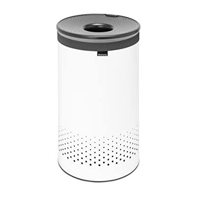 Brabantia Laundry Bin Handsfree Plastic Lid Portable Laundry Bag Inside Quick-drop Opening Basket with Ventilation Holes Non-Scratching Bottom Corrosion Resistant White 60L Brabantia Laundry Bin Handsfree Plastic Lid Portable Laundry Bag Inside Quick-drop Opening Basket with Ventilation Holes Non-Scratching Bottom Corrosion Resistant White 60L