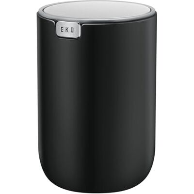 EKO Mini Desk Trash Can with Swing-Top Lid 0.4 Gallon Small Table Round Wastebasket for Office, Home, Car (Black) EKO Mini Desk Trash Can with Swing-Top Lid 0.4 Gallon Small Table Round Wastebasket for Office, Home, Car (Black)