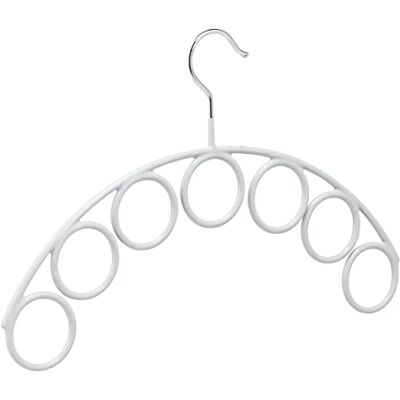 Relaxdays Scarf Hanger, Rubber, 7 Rings, for Scarves and Blankets, Non-slip, Metal, HxW 24.5x38cm, Ø 5cm, Light Grey Relaxdays Scarf Hanger, Rubber, 7 Rings, for Scarves and Blankets, Non-slip, Metal, HxW 24.5x38cm, Ø 5cm, Light Grey
