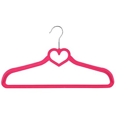 JVL Love Heart Suit Jacket Velvet Touch Non-Slip Coat Hangers, Hot Pink, Pack of 5 JVL Love Heart Suit Jacket Velvet Touch Non-Slip Coat Hangers, Hot Pink, Pack of 5