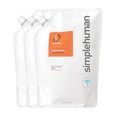 simplehuman 3 x 1L Citrus Blossom Washing Up Liquid Dish Soap Biodegradable, Hypoallergenic, No Toxins, Parabens, DEAs or Phosphates, Formulated for Sensor Pump simplehuman 3 x 1L Citrus Blossom Washing Up Liquid Dish Soap Biodegradable, Hypoallergenic, No Toxins, Parabens, DEAs or Phosphates, Formulated for Sensor Pump