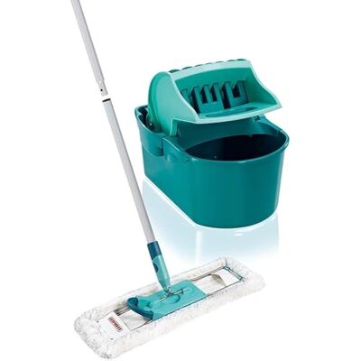 Leifheit Profi Compact Wringer Set, XL 42cm Flat Mop Head, 3-part Handle, Easy Wringing System, Turquoise Leifheit Profi Compact Wringer Set, XL 42cm Flat Mop Head, 3-part Handle, Easy Wringing System, Turquoise