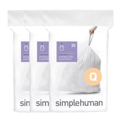 Simplehuman CW0255 White Trash Bags - Double-Stitched Durable Plastic - 60 Bags Simplehuman CW0255 White Trash Bags - Double-Stitched Durable Plastic - 60 Bags