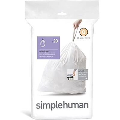 simplehuman CW0176 code Q Custom Fit Bin Liners, White Plastic (Pack of 20 Liners) simplehuman CW0176 code Q Custom Fit Bin Liners, White Plastic (Pack of 20 Liners)