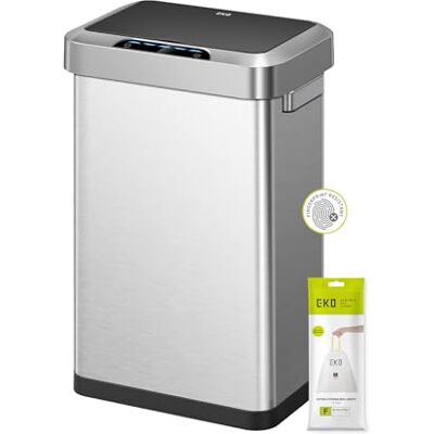 EKO Horizon Sensor Bin 45L, Touchless Automatic Rubbish Bin, Soft Close, Perfect for Kitchen & Home, Stainless Steel EKO Horizon Sensor Bin 45L, Touchless Automatic Rubbish Bin, Soft Close, Perfect for Kitchen & Home, Stainless Steel
