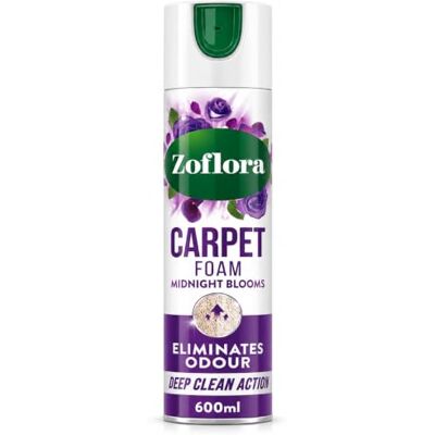 Zoflora Midnight Blooms Carpet Freshener & Deep Cleaning Care Foam, 600ml Stain remover for rugs and upholstery, neutralises stubborn odours, pet safe, active bubble lifting action Zoflora Midnight Blooms Carpet Freshener & Deep Cleaning Care Foam, 600ml Stain remover for rugs and upholstery, neutralises stubborn odours, pet safe, active bubble lifting action