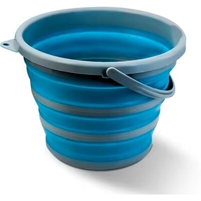 Zuvo Collapsible Bucket 10L, Silicone Foldable Bucket, Blue and Grey Zuvo Collapsible Bucket 10L, Silicone Foldable Bucket, Blue and Grey
