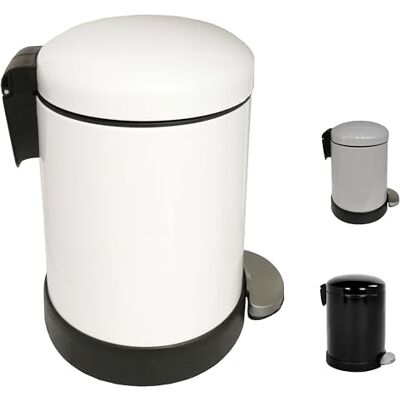 FurnitureXtra ™ Classic Style Powder Coated Soft Close Pedal Bin, Plastic Inner bucket, Metal Lid 3L (White) FurnitureXtra ™ Classic Style Powder Coated Soft Close Pedal Bin, Plastic Inner bucket, Metal Lid 3L (White)