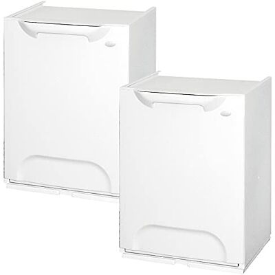 WELL HOME MOBILIARIO & DECORACIÓN Pack of 2 White Polypropylene Recycling Bins with Tank Inside 40 litres Total WELL HOME MOBILIARIO & DECORACIÓN Pack of 2 White Polypropylene Recycling Bins with Tank Inside 40 litres Total