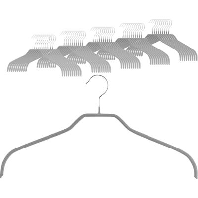MAWA Set of 50 Space Saving Non Slip Hangers Ideal for Shirts and Blouses with 360° Swivel Hook Non-Slip Coating 41cm Silver MAWA Set of 50 Space Saving Non Slip Hangers Ideal for Shirts and Blouses with 360° Swivel Hook Non-Slip Coating 41cm Silver