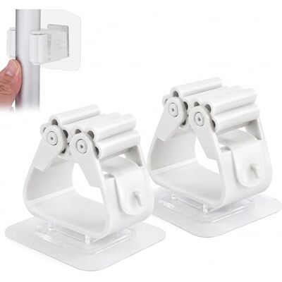PARENCE . Set of 2 Self-adhesive Broom Holders Broom Holder Without Drilling Wall Mount Non-Slip for Brooms, Mops and Tools White 2 Pieces PARENCE . Set of 2 Self-adhesive Broom Holders Broom Holder Without Drilling Wall Mount Non-Slip for Brooms, Mops and Tools White 2 Pieces