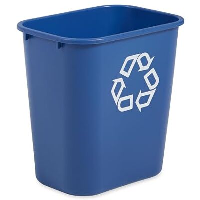 Rubbermaid Commercial Products Recycling Wastebasket – Medium Slim Plastic Bin for Waste Sorting 26 l, Blue Rubbermaid Commercial Products Recycling Wastebasket – Medium Slim Plastic Bin for Waste Sorting 26 l, Blue