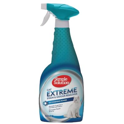 Simple Solution Extreme Cat Stain and Odour Remover, Enzymatic Cleaner with 3X Pro-Bacteria Cleaning Power 500ml Simple Solution Extreme Cat Stain and Odour Remover, Enzymatic Cleaner with 3X Pro-Bacteria Cleaning Power 500ml