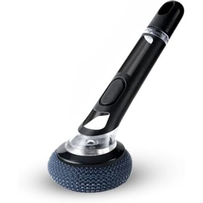 Zuvo Soap Dispensing Dish Brush, Refillable Washing Up Brush for Kitchen Everyday washing up for plates, pots and pans; press-to-release soap handle, firm nylon bristles, black Zuvo Soap Dispensing Dish Brush, Refillable Washing Up Brush for Kitchen Everyday washing up for plates, pots and pans; press-to-release soap handle, firm nylon bristles, black
