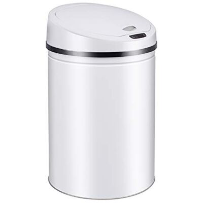 Ribelli Stainless Steel Bin 50 Litres Waste Bin with Sensor Automatic Opening and Closing Clamping Ring for Bin Bags Removable Lid with LED Function Indicator (White) Ribelli Stainless Steel Bin 50 Litres Waste Bin with Sensor Automatic Opening and Closing Clamping Ring for Bin Bags Removable Lid with LED Function Indicator (White)