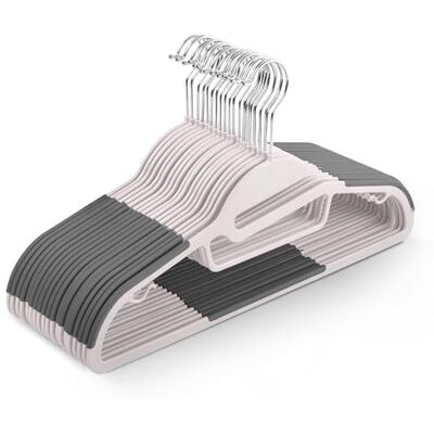 KEPLIN 30-Pack Non-Slip Hangers – Durable, Slimline Design for Space Saving with 360° Swivel, Tie Organiser, Strap Hooks, and S-Shape Opening (Blush) KEPLIN 30-Pack Non-Slip Hangers – Durable, Slimline Design for Space Saving with 360° Swivel, Tie Organiser, Strap Hooks, and S-Shape Opening (Blush)