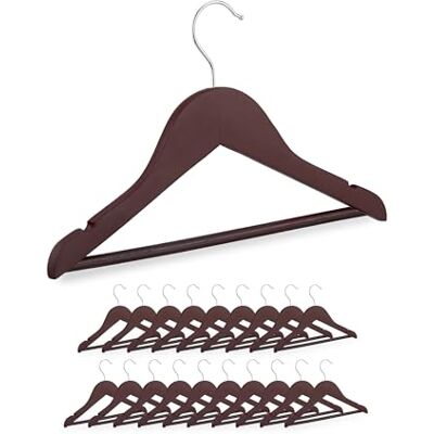 Relaxdays Children's Clothes Hangers, Set of 20, Wooden, Swivel Hook, with Bar & Notches, 19 x 30.5 x 1 cm, Brown Relaxdays Children's Clothes Hangers, Set of 20, Wooden, Swivel Hook, with Bar & Notches, 19 x 30.5 x 1 cm, Brown