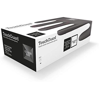 TOUCHGUARD Disposable Gloves Black Nitrile Latex and Powder Free Multi-Purpose Food Grade Gloves Extra Strong Gloves Box of 100 Black Size M TOUCHGUARD Disposable Gloves Black Nitrile Latex and Powder Free Multi-Purpose Food Grade Gloves Extra Strong Gloves Box of 100 Black Size M