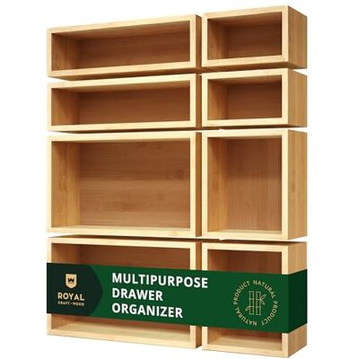 ROYAL CRAFT WOOD Bamboo Jewelry Organizer Box & Chests Set Versatile Storage Solution for Makeup, Jewelry, and Bathroom Essentials (8 Boxes) ROYAL CRAFT WOOD Bamboo Jewelry Organizer Box & Chests Set Versatile Storage Solution for Makeup, Jewelry, and Bathroom Essentials (8 Boxes)