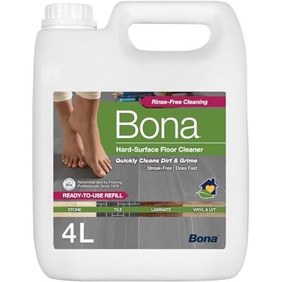 Bona Floor Cleaner for Hard-Surfaces, Liquid Refill, 4 Litre Bio-Based Residue Free Streak Free Spray Mop Refill For Stone, Tile, Laminate, LVT, Ceramic, Marble Bona Floor Cleaner for Hard-Surfaces, Liquid Refill, 4 Litre Bio-Based Residue Free Streak Free Spray Mop Refill For Stone, Tile, Laminate, LVT, Ceramic, Marble