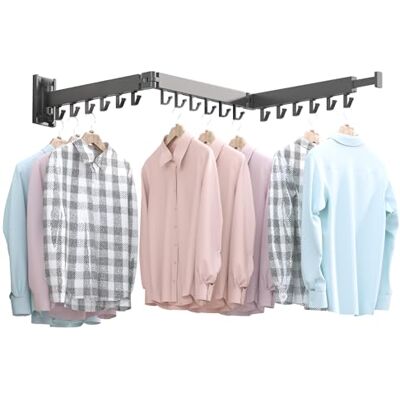 BOQORAD Wall Mounted Clothes Hanger Space-Saver,Retractable Garment Laundry Drying Rack,Collapsible Clothes Dry Racks for Balcony, Mudroom, Bedroom BOQORAD Wall Mounted Clothes Hanger Space-Saver,Retractable Garment Laundry Drying Rack,Collapsible Clothes Dry Racks for Balcony, Mudroom, Bedroom