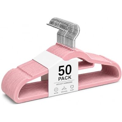 1ABOVE Premium Quality 50 pack Non-Slip Velvet Hangers (44cm) Heavy Duty Velvet Suit Hangers with Tie Bar, 360° Swivel Hooks – Space saving, sturdy to hold Jacket, Jumper & Pullover(Set of 50-PINK) 1ABOVE Premium Quality 50 pack Non-Slip Velvet Hangers (44cm) Heavy Duty Velvet Suit Hangers with Tie Bar, 360° Swivel Hooks – Space saving, sturdy to hold Jacket, Jumper & Pullover(Set of 50-PINK)