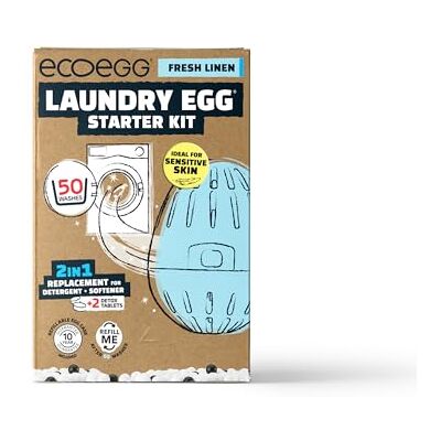 Ecoegg Starter Kit Detergent and Fabric Softener Replacement Non bio and no enzymes, chlorine bleaches, phosphates, parabens, SLS/SLES or palm oil Vegan Sensitive Skin Fresh Linen 50 Washes Ecoegg Starter Kit Detergent and Fabric Softener Replacement Non bio and no enzymes, chlorine bleaches, phosphates, parabens, SLS/SLES or palm oil Vegan Sensitive Skin Fresh Linen 50 Washes