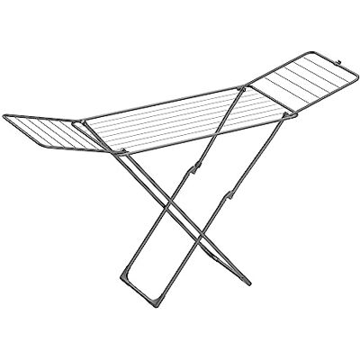 SONGMICS Clothes Airer, Foldable Drying Rack, Free-Standing Laundry Rack Clothes Horse with Gullwings, Indoor Outdoor Use, Bed Linen Clothing, Dove Grey, BUNJI Collection LLR540G01 SONGMICS Clothes Airer, Foldable Drying Rack, Free-Standing Laundry Rack Clothes Horse with Gullwings, Indoor Outdoor Use, Bed Linen Clothing, Dove Grey, BUNJI Collection LLR540G01