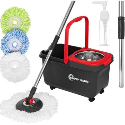 Simpli-Magic 360° Spin Mop and Bucket with Wringer – 3 High-Absorbent Microfiber Washable Heads, Soap Dispenser – Spinning Mop and Bucket Set for All Types Floor Cleaning Simpli-Magic 360° Spin Mop and Bucket with Wringer – 3 High-Absorbent Microfiber Washable Heads, Soap Dispenser – Spinning Mop and Bucket Set for All Types Floor Cleaning