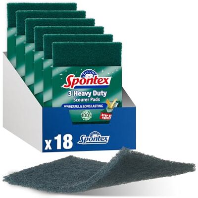 Spontex Heavy Duty Scourer Pads with Stop Grease Value Pack 18 Count Spontex Heavy Duty Scourer Pads with Stop Grease Value Pack 18 Count