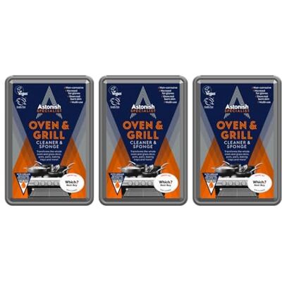 Astonish Specialist Oven & Grill Cleaner & Sponge, With Grease Removing Orange Oil, No Harsh Chemicals, Easy to Use, Non-corrosive, Multi-use, No Need for Gloves, Multipack 3 x 250g Astonish Specialist Oven & Grill Cleaner & Sponge, With Grease Removing Orange Oil, No Harsh Chemicals, Easy to Use, Non-corrosive, Multi-use, No Need for Gloves, Multipack 3 x 250g