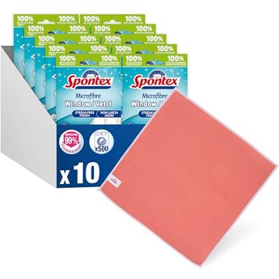 Spontex Microfibre Window Cleaning Cloths Reusable Cloths for Cleaning & Polishing Machine Washable 10 Pack Spontex Microfibre Window Cleaning Cloths Reusable Cloths for Cleaning & Polishing Machine Washable 10 Pack