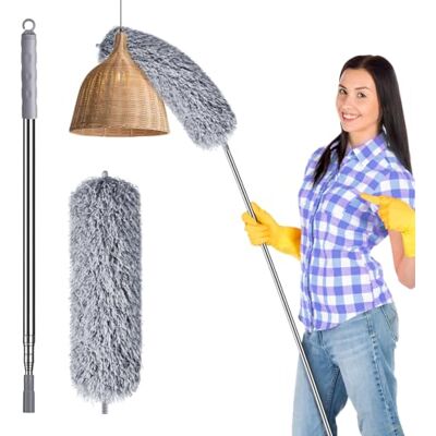 Lychico Extendable Feather Duster Bendable Microfiber Duster with 96 inches Telescopic Pole, Bendable Head, Washable, for High Ceiling Fans, Cars, Blinds, Cobweb Lychico Extendable Feather Duster Bendable Microfiber Duster with 96 inches Telescopic Pole, Bendable Head, Washable, for High Ceiling Fans, Cars, Blinds, Cobweb