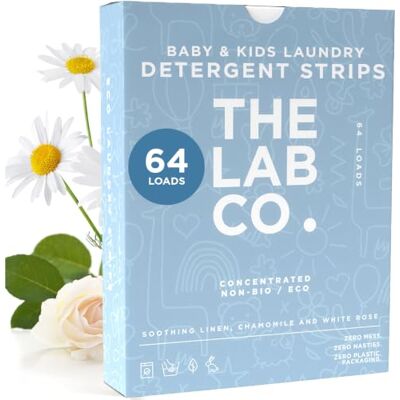 The Lab Co. Laundry Detergent Strips Washing Sheets Eco Ultra-Concentrated Non-Bio for Sensitive Skin Non-Toxic Fragrance EDC-Free Lab-Tested Soothing Linen Chamomile White Rose 64 Loads The Lab Co. Laundry Detergent Strips Washing Sheets Eco Ultra-Concentrated Non-Bio for Sensitive Skin Non-Toxic Fragrance EDC-Free Lab-Tested Soothing Linen Chamomile White Rose 64 Loads