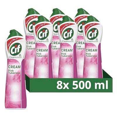 Cif - Pink Tuberose Cream Cleaner - 500 ml - Pack of 8 Cif - Pink Tuberose Cream Cleaner - 500 ml - Pack of 8