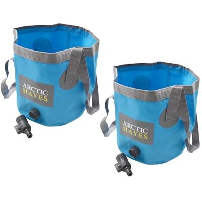 Arctic Foldable Bucket 20L with Tap, Space Saving Design for Home and Outdoors Pack of 2 Buckets Arctic Foldable Bucket 20L with Tap, Space Saving Design for Home and Outdoors Pack of 2 Buckets