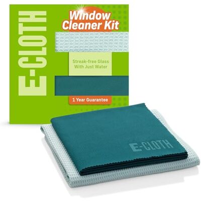 E-Cloth Window Cleaner Kit Window and Glass Cleaning Cloth, Streak-free Windows with just Water, Microfiber Towel Cleaning Kit for Windows, Car Windscreen, Mirrors Green E-Cloth Window Cleaner Kit Window and Glass Cleaning Cloth, Streak-free Windows with just Water, Microfiber Towel Cleaning Kit for Windows, Car Windscreen, Mirrors Green