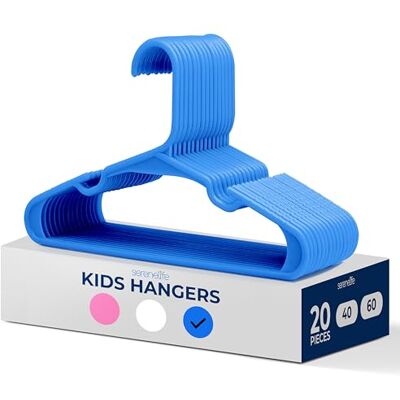 SereneLife 20 Pack Plastic Kids Hangers, Non-Slip for Closet, Space-Saving Thin Design for Infant, Toddler, Child, and Newborn Clothing, Children's Hangers for Organizing Clothes (Blue) SereneLife 20 Pack Plastic Kids Hangers, Non-Slip for Closet, Space-Saving Thin Design for Infant, Toddler, Child, and Newborn Clothing, Children's Hangers for Organizing Clothes (Blue)