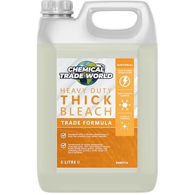 Chemical Trade World Thick Bleach Heavy Duty Cleaning Liquid for Floors, Drains & Hard Surfaces Professional Cleaning Bleach 5L Chemical Trade World Thick Bleach Heavy Duty Cleaning Liquid for Floors, Drains & Hard Surfaces Professional Cleaning Bleach 5L