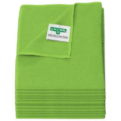 Unger MicroWipe Microfibre Cloth 40x40cm Pack of 10, Lint Free, Green Lint Free Microfibre Cleaning Cloths for Kitchen, Bathroom, Car & Window Cleaning Professional Quality Unger MicroWipe Microfibre Cloth 40x40cm Pack of 10, Lint Free, Green Lint Free Microfibre Cleaning Cloths for Kitchen, Bathroom, Car & Window Cleaning Professional Quality