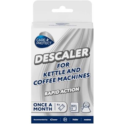 CARE + PROTECT Care+Protect Descaling Powder for Coffee Machines and Kettles Universal Removes Limescale Coffee and Tea Residuals Pack of 6 Sachets 6 Months Supply CARE + PROTECT Care+Protect Descaling Powder for Coffee Machines and Kettles Universal Removes Limescale Coffee and Tea Residuals Pack of 6 Sachets 6 Months Supply