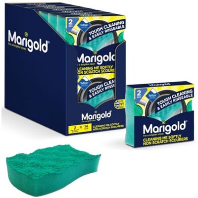 Marigold Cleaning Me Softly Non-Scratch Scourer, 14 Packs of 2 Scourers, Green, 12.6 x 2.5 x 11.5 cm Marigold Cleaning Me Softly Non-Scratch Scourer, 14 Packs of 2 Scourers, Green, 12.6 x 2.5 x 11.5 cm