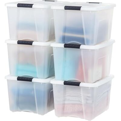 IRIS USA IRIS Plastic Storage Bin, Pearl, 40 Qt. -6 Pack IRIS USA IRIS Plastic Storage Bin, Pearl, 40 Qt. -6 Pack