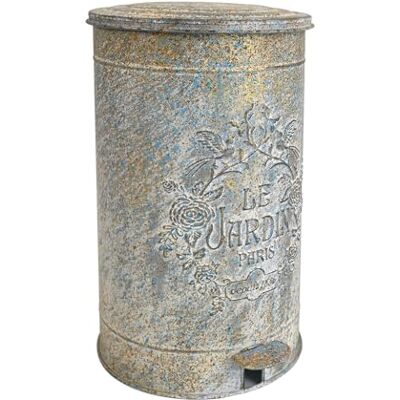All Chic Handmade Grey Metal Garden Kitchen Waste Pedal Bin "Le Jardin" Vintage Look Unique Chic HA1302 All Chic Handmade Grey Metal Garden Kitchen Waste Pedal Bin "Le Jardin" Vintage Look Unique Chic HA1302